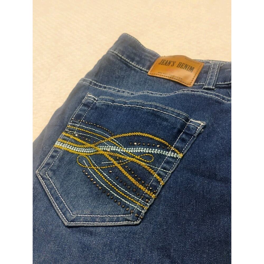 Jean’s Denim Women's 14W Bootcut Jeans Dark Wash Embroidered Pockets Stretch Fit